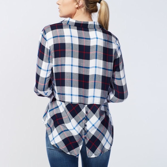 BeachLunchLounge Long Sleeve Button Back Detail Plaid Shirt Size Small - Picture 14 of 14